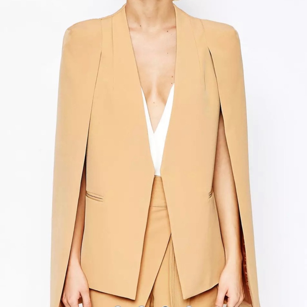Lavish Alice Beige Cape Blazer